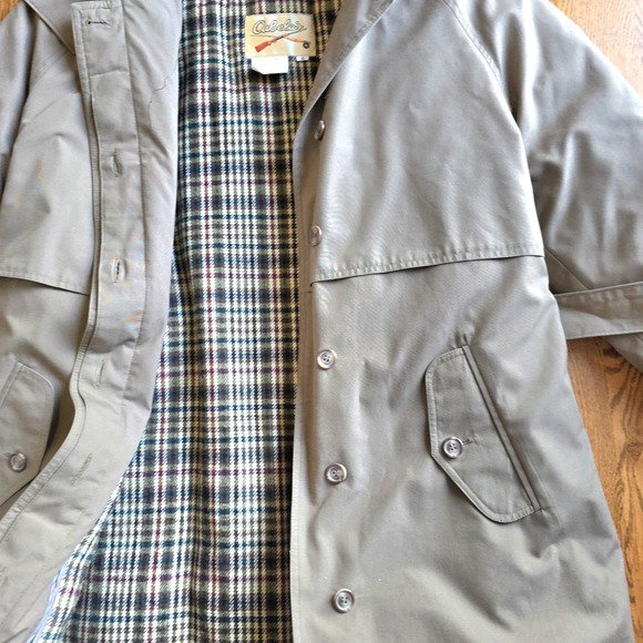 Cabelas Womens Lined Trench Coat Hooded Plaid Scarf Belted Khaki Size S - Picture 6 of 11